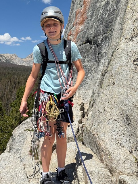 Reid rock climbing at Lembert Dome, Yosemite