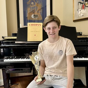 Reid with his Chopin Festival trophy
